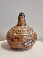 Peru Mate Burilado Kalebasse Figur Handarbeit Folk Art