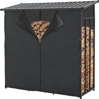 Kaminholzregal Metall verstellbar 45x32x170 cm Schwarz