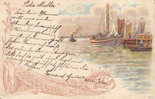 Cartoline postali: Segelschiff, 1903 – Usato da Zuerich venduto da OceanLinerPostcards