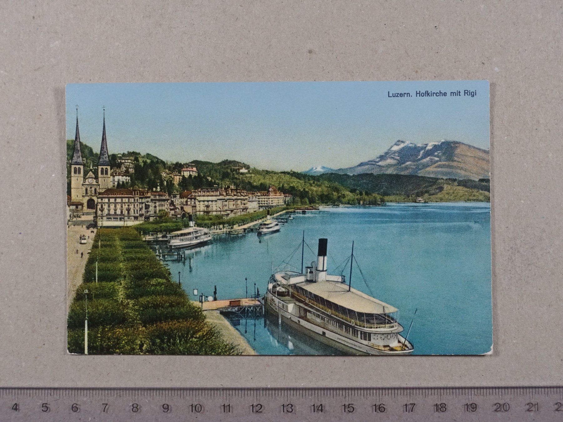 Cartoline postali: Luzern, Hofkirche, Rigi, Schiff, Dampfschiff – Usato da Lenzburg venduto da fh1