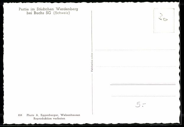 Cartoline postali: Werdenberg bei Buchs, Partie im Städtch – Usato da Berlin venduto da bartko-reher 1