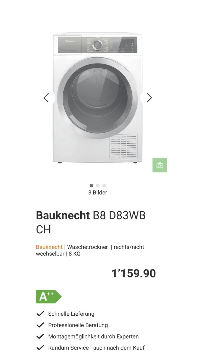 Bauknecht Wäschetrockner: Trockner BauknechtB8 D83WB – Gebraucht aus Trasadingen von Kaffee.mann 9