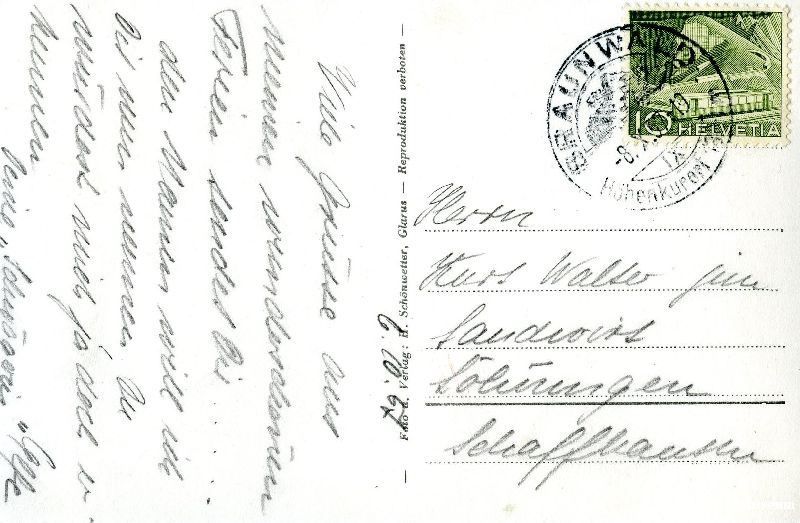 Cartoline postali: Braunwald - Oristockhaus + 1957 – Usato da Emmenbrücke venduto da teestube 1