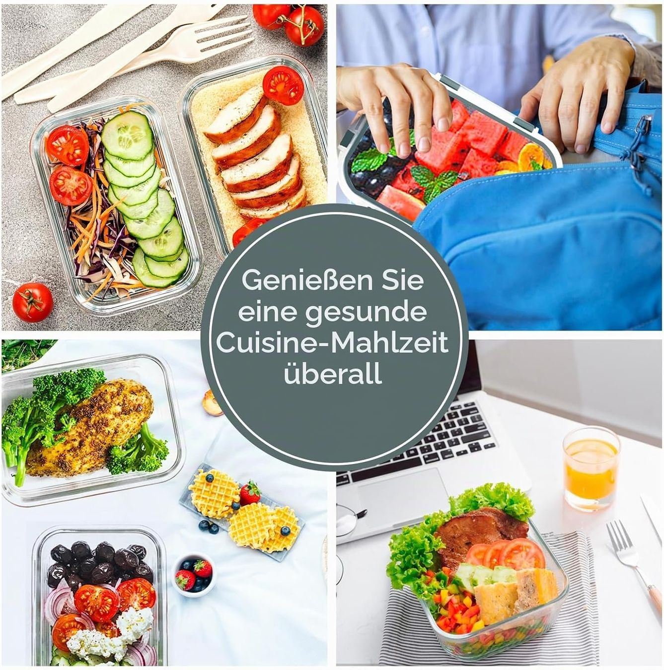 Contenitori & Simili: Glasbehälter 10er Set luftdicht stapelbar mit Deckel Grau – Nuovo e nell'imballaggio originale da Neuhausen venduto da r39_n7bh 6