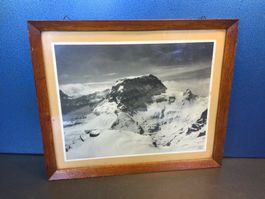 Alte Fotografie vom Tödi Bergmassiv im Winter signiert