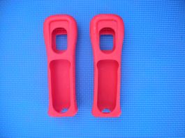 Wii Remote Kontroller Silikonhülle 2 Stk in Farbe Rot