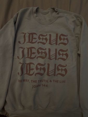 Pullover Jesus Schriftzug, beige, guter Zustand