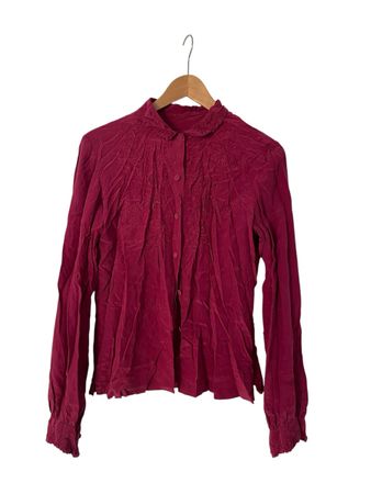 Dunkelrote Vintage Seidenbluse Grösse S