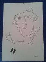 Gesicht Original Zeichnung auf Papier Unikat