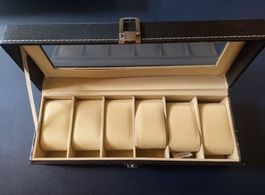 2x Box für 6 Uhren aus PU-Leder mit Organizer