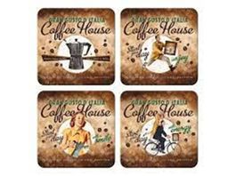 4-er Set Metall-Untersetzter-COFFE HOUSE