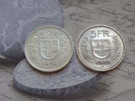 2 x 5 Fr. 1952 B - la petite thune Rare