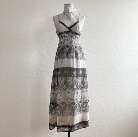 Black and white paisley maxi dress
