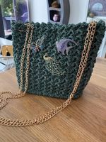 NEUE edle Tannen-grüne Crochet Handtasche (Handmade)