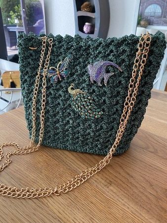 NEUE edle Tannen-grüne Crochet Handtasche (Handmade)