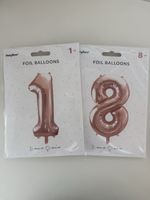 3er Set: Deco Folienballons 1 und 8 Rosé, Servietten 18 Rosé