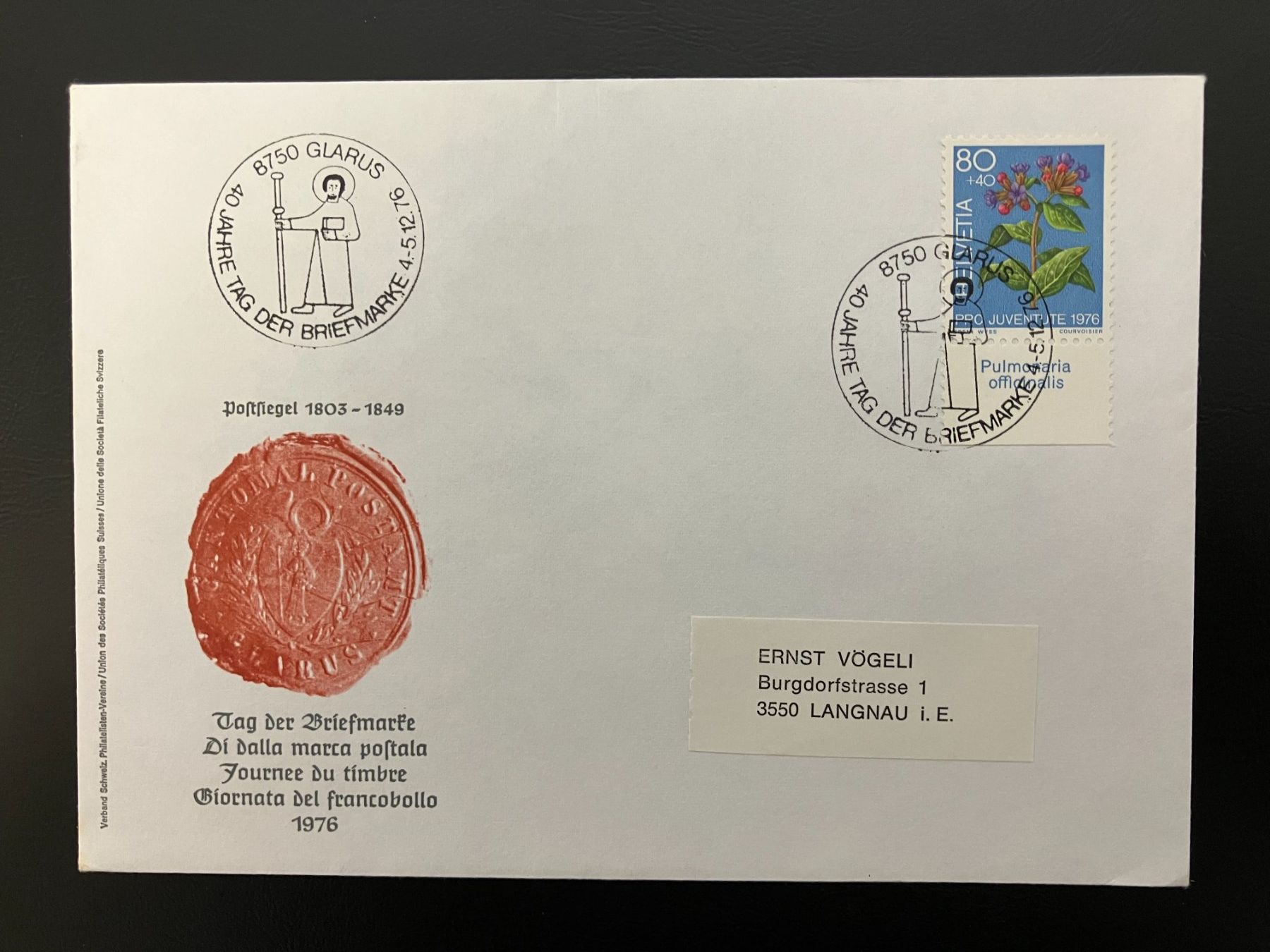 Alle Briefmarken: Couvert Tag der Briefmarke 1976 Glarus – Gebraucht aus Solothurn von Tomtom2910