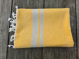 Fouta: Hammamtuch gelborange/blanc cassé-ANGEBOT