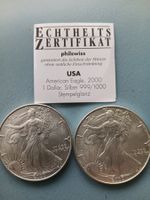 1 $ USA 2 x American Eagle 2000 ( unz/stg ) Silber 999/1000