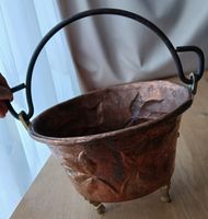 Kupferkessel antik mit Messingfüssen gebrauchter Zustand