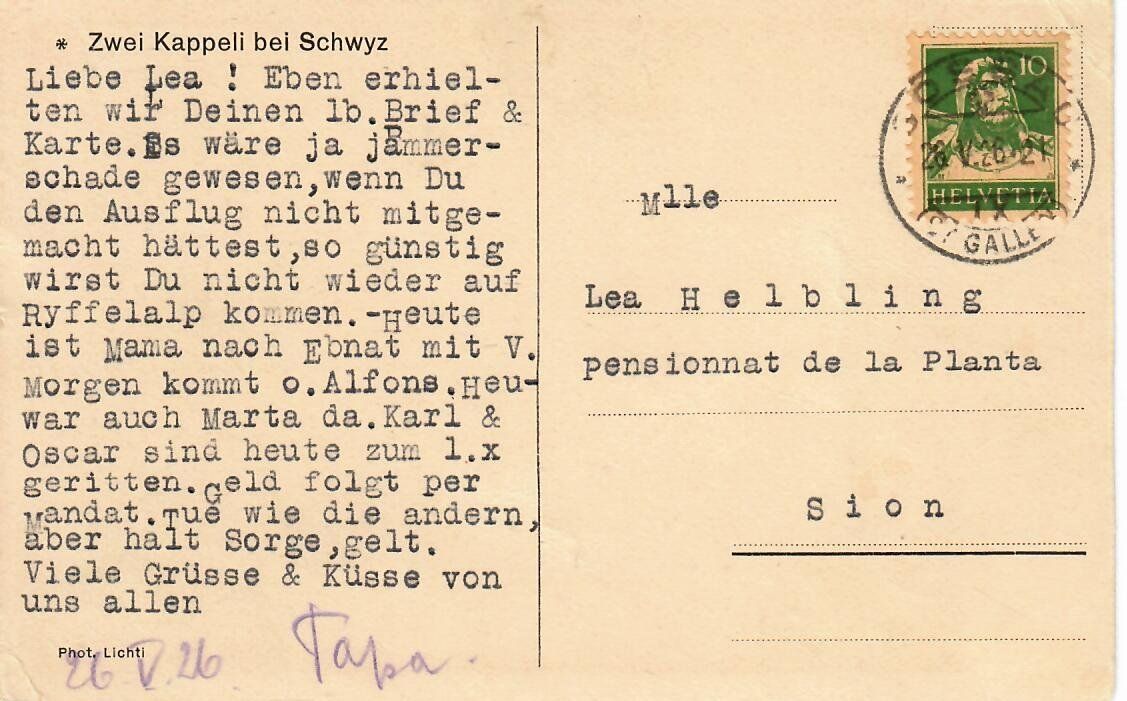 Cartoline postali: Zwei Kappeli bei Schwyz 1926 – Usato da Hochdorf venduto da Ziegel-16 1