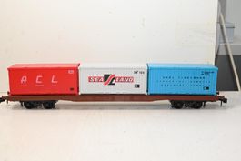 Container wagon with 3 containers Lima Spur 0 mit OVP