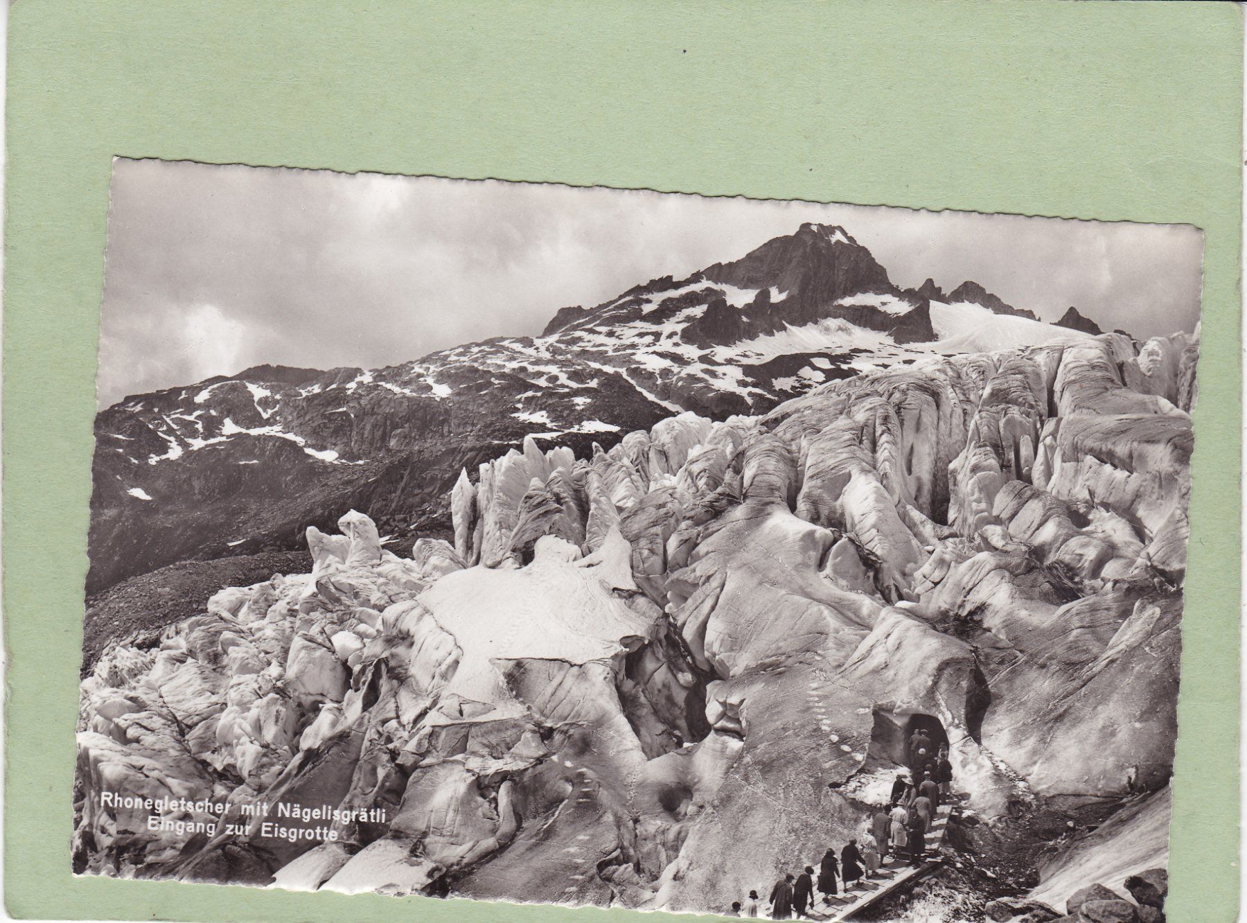 Cartoline postali: Rhonegletscher mit Nägelisgrätli Eingang zur Eisgrotte – Usato da Herisau venduto da Lisegrat2008
