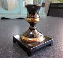 Kleiner Retro Kerzenständer, Metall schwarz/gold