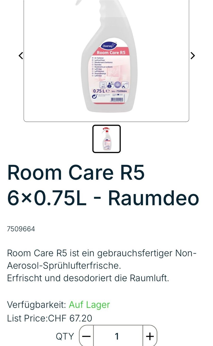 Raumspray: Diversey Room Care R5 – Neu und originalverpackt aus Aadorf von JFPS 1