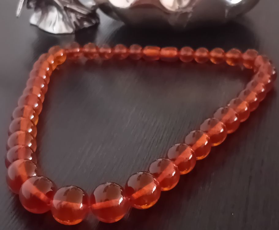 Collier En Ambre Véritable Couleur Miel - Pierres Polies - 47 Cm - Lituanie