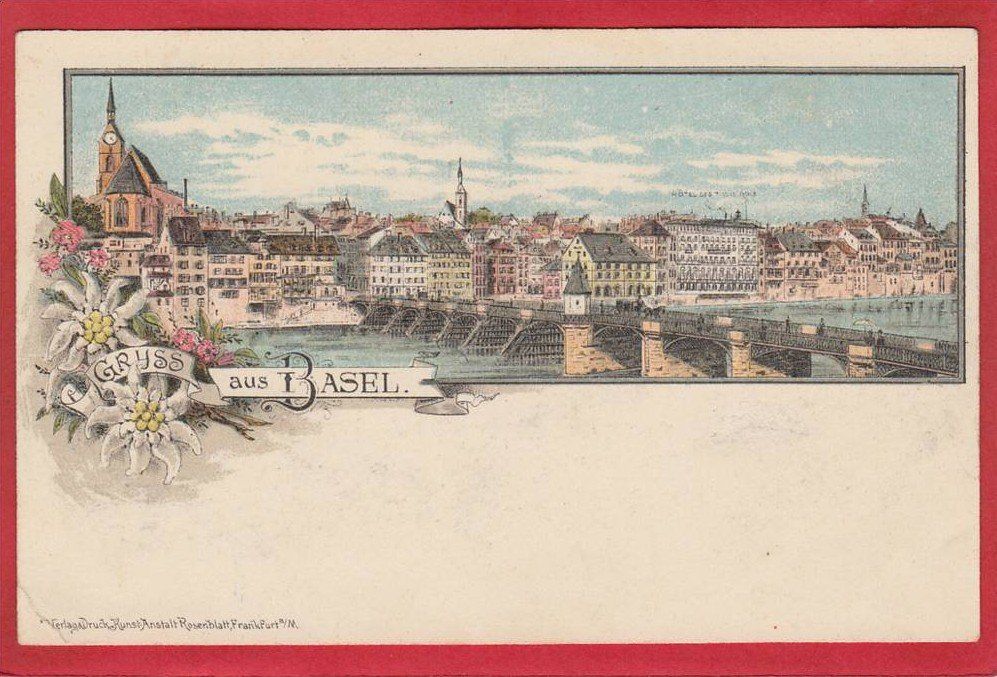 Cartoline postali: BASEL LITHO 1897 / 1905 – Usato da Grüningen venduto da Kartenlaube