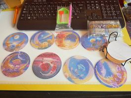 DIAMOND PAINTING GLAS UNTERSETZER BLUMEN 8 STK.