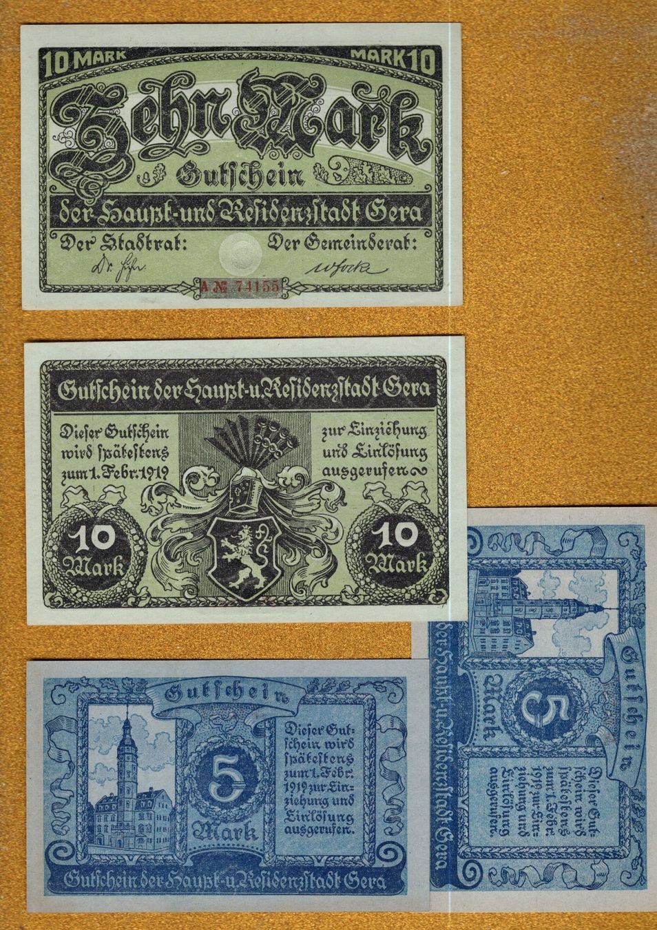 Banknoten: Germany noten Gera 4  stück UNz – Neu (gemäss Beschreibung) aus Leibstadt von baroc333 1