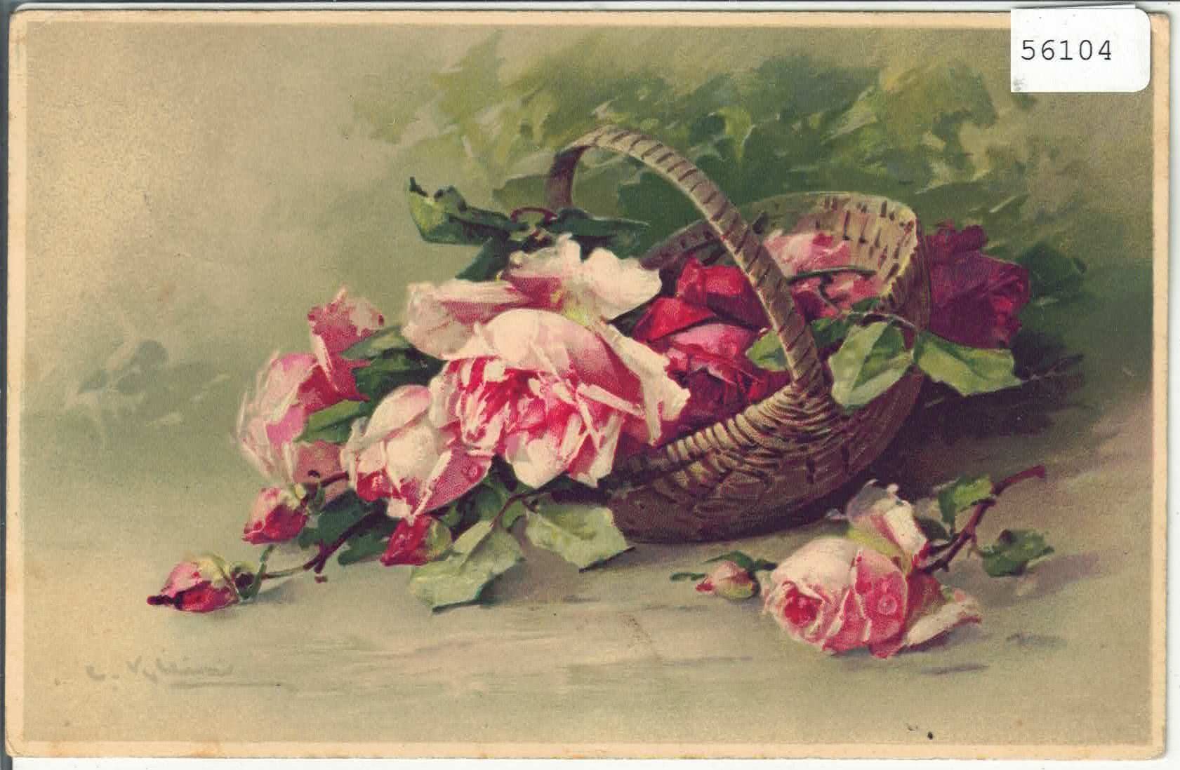 Cartes postales: Catharina Klein - Rosen im Korb – D'occasion à Ettingen par Kartenplanet