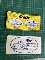 Blau-weißer Vintage-Aufkleber aus den 1970er oder 1980er Jah