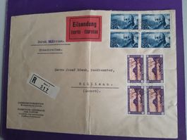 Brief eingeschrieben mit 2 4er Blöcken PJ 1929