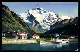 AK Interlaken, Schiffsankunft, Jungfrau und Blick auf Heimwe