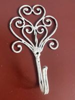 Wandhaken Metall Herz Verzierungen Weiss Shabby Chic 18cm