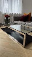 Edler Couchtisch, Glas/Metall/Holz, neuwertig