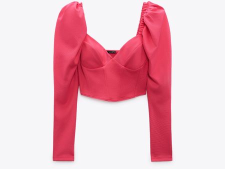 Zara Crop Top Pink mit Puffärmel