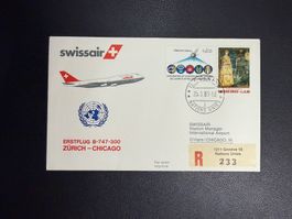 Swissair Erstflugbrief Zürich-Chicago ab UNO 1983