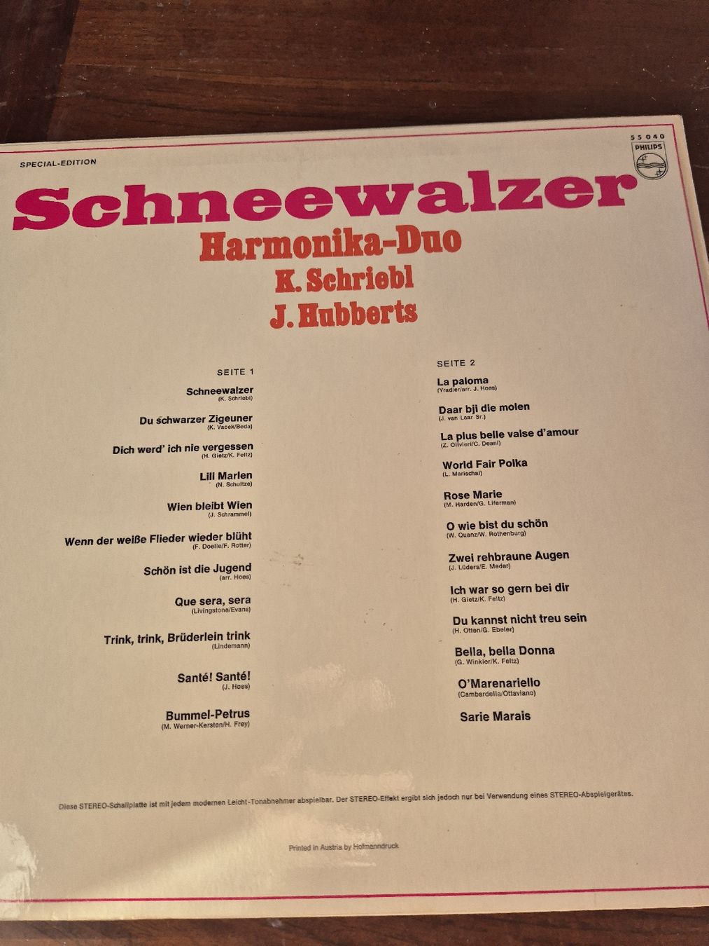 Dischi in vinile: Schallplatte Schneewalzer Harmonika Duo – Usato da Grandval venduto da JeroenK 1