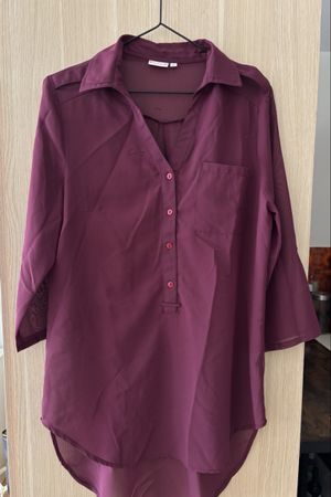 Damen Hemdbluse bordeaux leicht transparent Gr. 36