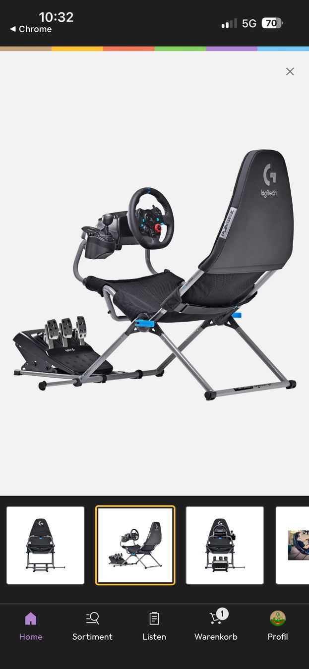 Sedie: Logitech Playseat mit Lenkrad und Pedale Schnäppchen – Usato da Grenchen venduto da joe_pjd6 1