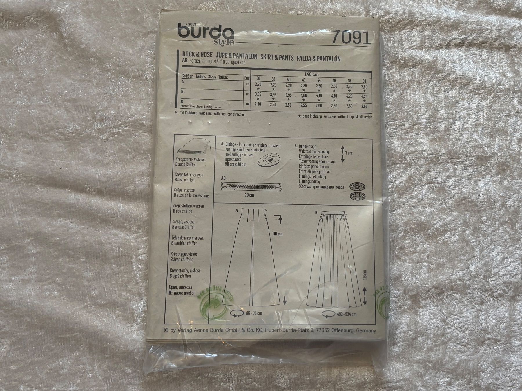 Cartamodelli: Burda Style Schnittmuster 7091 - Rock & Hose – Nuovo e nell'imballaggio originale da Sulz AG venduto da ursenbachers