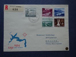 1954 Pro Patria FDC Illustration mit glasklaren BERNA