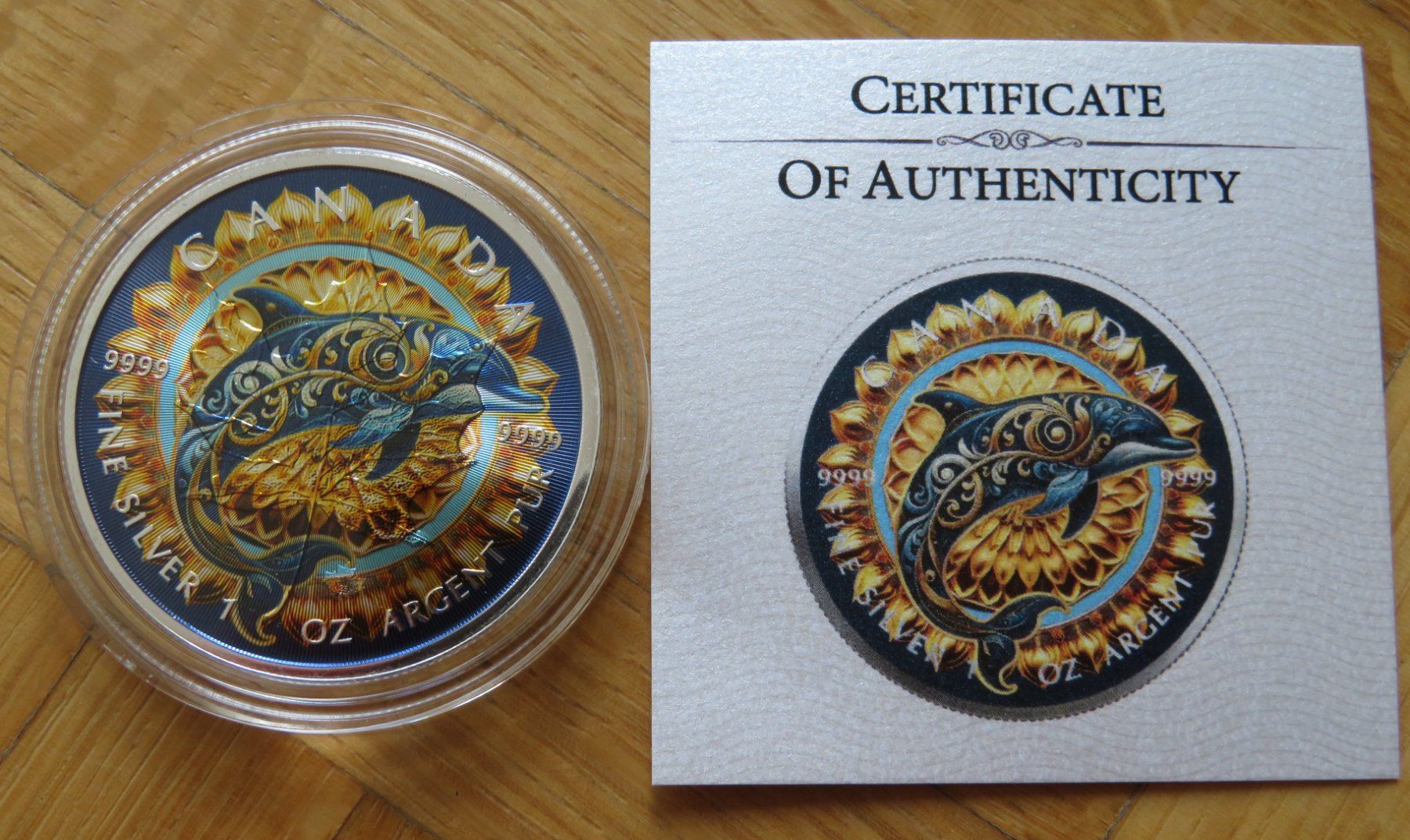 Tutti le monete: Maple Leaf 2025 Farbiger Round Mandala Dolphin1OZ SILBER – Nuovo (secondo la descrizione) da Wetzikon ZH venduto da Nicki6 1