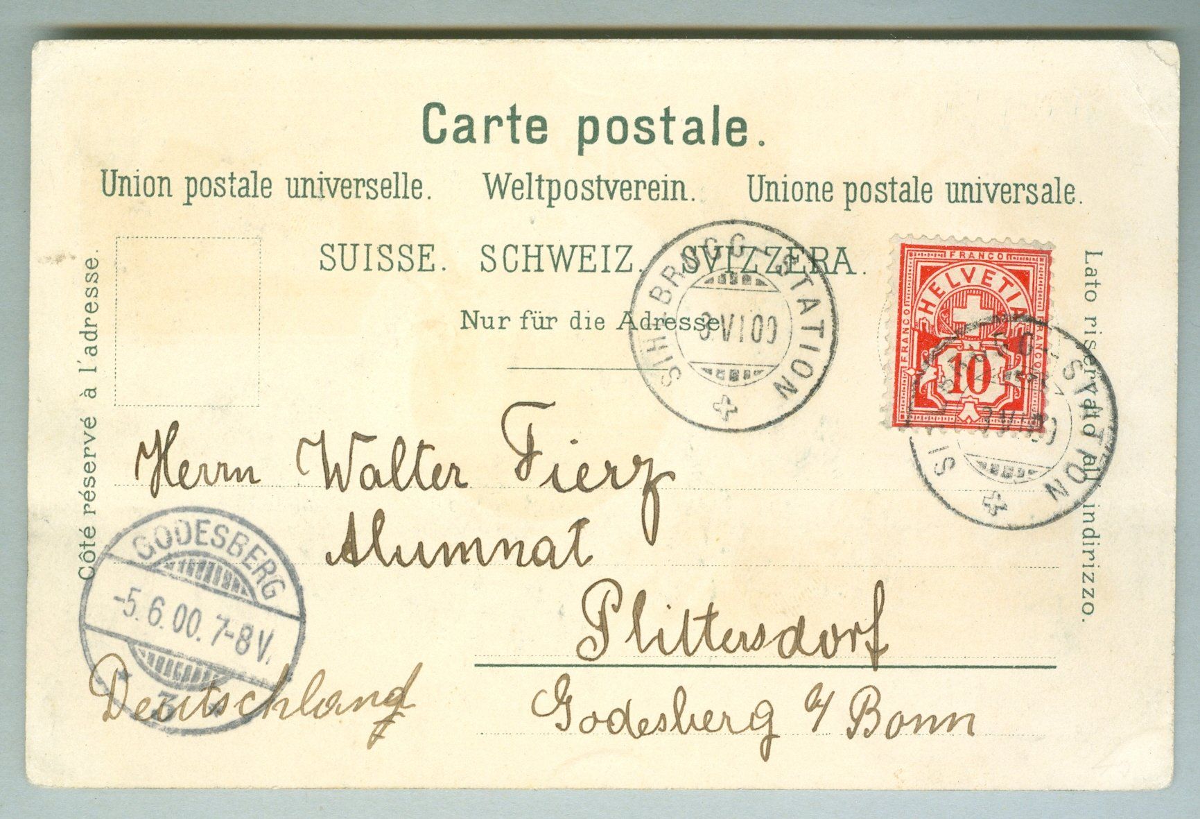 Cartoline postali: 1900 Schweiz AK Kt ZH – Usato da Zürich venduto da yago-rot 1