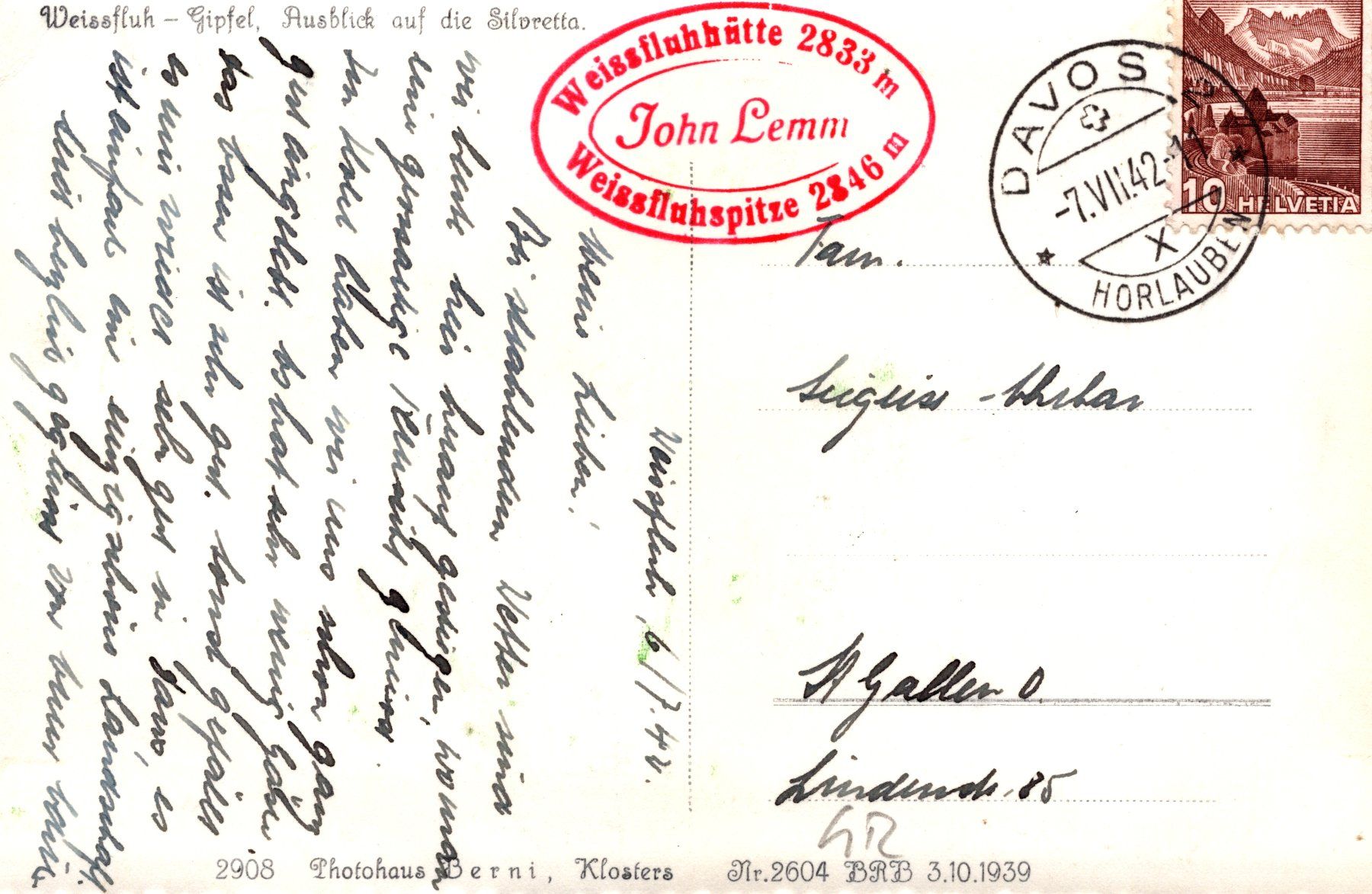 Cartoline postali: 0114  Postkarte / Ansichtskarte - Davos Restaurant Weissfluh – Usato da Reinach BL venduto da Boston-Verkauf 1