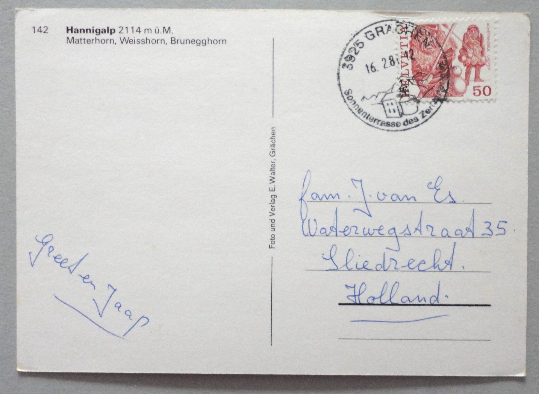Cartoline postali: Hannigalp 2114 m ü.M. – Usato da Fétigny venduto da Billy2miny 1